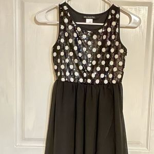 Black White Polka Dot Sequin Dress High Lo Easter